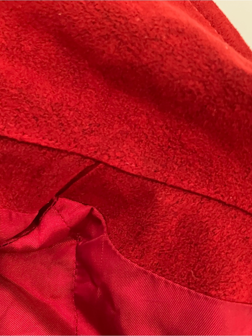VTG Women’s Sz.8 70s Red Suede Leather Belted Trench Coat Long Boho Festival - Picture 8 of 16